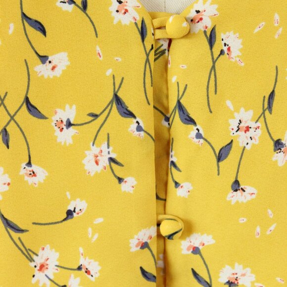 Sienna Sky Womens Top, Size Medium, Yellow Floral Tie-Front Sleeveless, - Picture 5 of 11